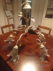 lampadario in ferro verniciato con 5 lampadine