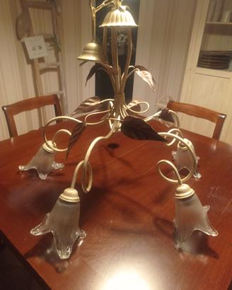 lampadario in ferro verniciato con 5 lampadine