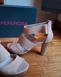 Sandali PEPE ROSA in Vera pelle tacco 10