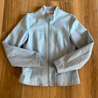 Chiodo azzurro in vera pelle Xetra donna