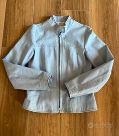 Chiodo azzurro in vera pelle Xetra donna