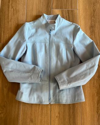 Chiodo azzurro in vera pelle Xetra donna