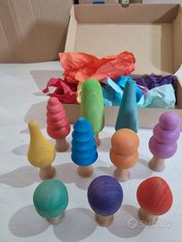 Set Alberi in legno colorati per gioco simbolico