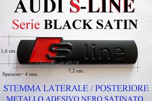 AUDI SLINE S S-LINE NERO Stemma Logo LATERALE DARK