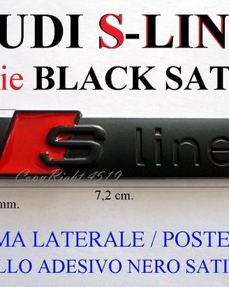 AUDI SLINE S S-LINE NERO Stemma Logo LATERALE DARK