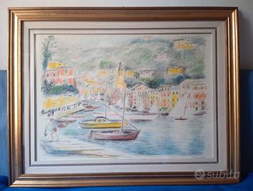 Quadro, litografia su carta vintage M. Cascella