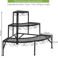 NUOVO Scaffale Portafiori a 3 Ripiani In Metallo