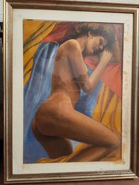Quadro Olio Nudo Femminile M. Vanni Anni 70 80
