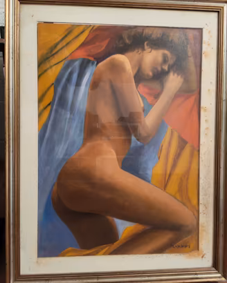 Quadro Olio Nudo Femminile M. Vanni Anni 70 80