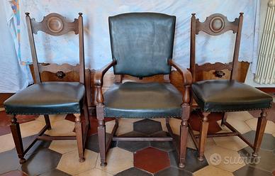 Sedie e poltrona per studio legno e pelle