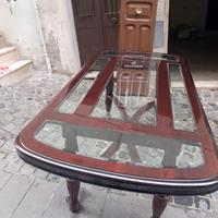 Tavolo pranzo mogano e cristallo