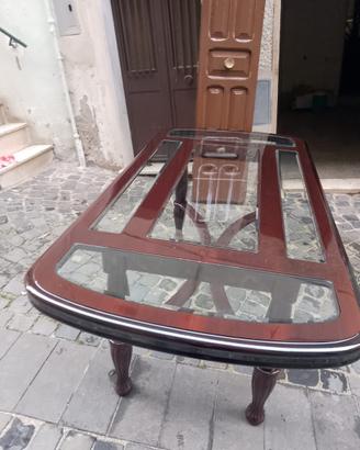 Tavolo pranzo mogano e cristallo