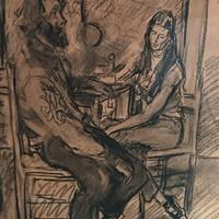 Paulo Ghiglia grande studio carboncino su carta