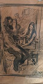 Paulo Ghiglia grande studio carboncino su carta