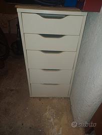 Cassettiera Ikea bianca 5 cassetti x scrivania