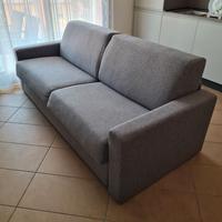 Divano-letto 3 posti in tessuto grigio