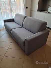 Divano-letto 3 posti in tessuto grigio