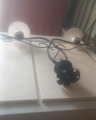 lampadario in ferro vetro e ceramica