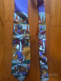 Cravatta vintage Tom & Jerry 100% seta