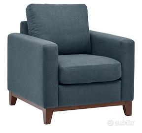 Poltrona in Denim base in legno