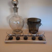Set  LIQUORE in  VETRO FUME' ART DECO anni  30