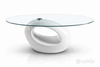 Tavolino da salotto moderno in vetro e base design