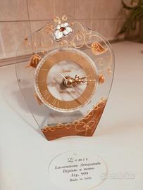 Orologio dipinto a mano con inserto in argento 