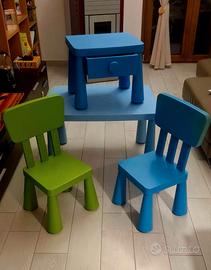 Mammut Ikea tavolo + 2 sedie + comodino