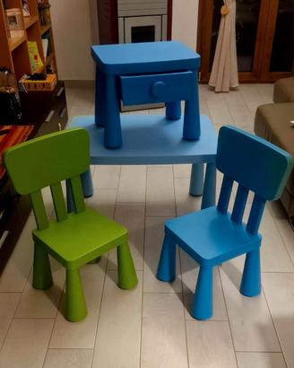 Mammut Ikea tavolo + 2 sedie + comodino