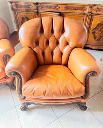 Set Salotto Vintage in Vera Pelle Cognac – Divano