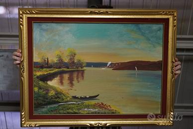 QUADRO SU TELA VINTAGE FIRMATO CON CORNICE VINTAGE