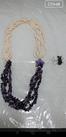 collana  di perle è ametista 