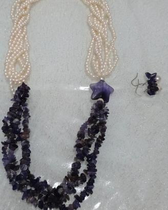collana  di perle è ametista 