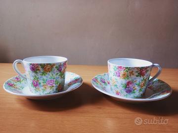 Due Tazze Fiorate con piattino Fontebasso Treviso 