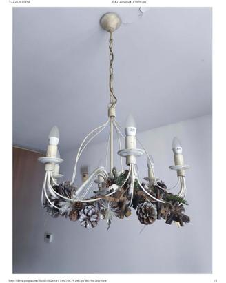 lampadario  shabby chic in metallo bianco