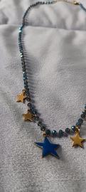 collana perle blu stelle
