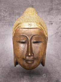 Maschera Buddha in Legno Intagliato a Mano