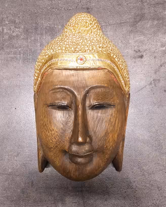 Maschera Buddha in Legno Intagliato a Mano