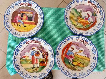 Ceramica di Bassano 4 piatti le stagioni 