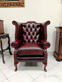 Nuova poltrona chesterfield Queen Anne bordeaux 