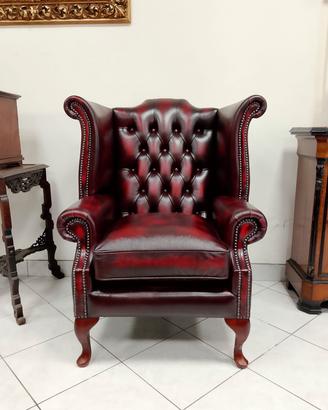 Nuova poltrona chesterfield Queen Anne bordeaux 