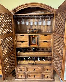 CREDENZA MOBILE BAR IN LEGNO CON ANTE A PERSIANA