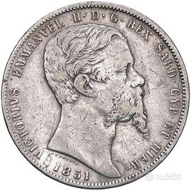 Sardegna - 5 lire 1851 (T) - R2