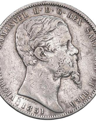 Sardegna - 5 lire 1851 (T) - R2