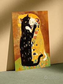 Poster 20x30 - Il bacio dei gatti di Klimt