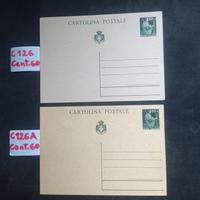 COPPIA  CARTOLINE POSTALI (FIL.C126/C126A CENT.60)