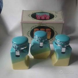 Set 3 barattoli in ceramica, con chiusura ermetica