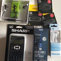 kit vario calcolatrice, cuffie,usb