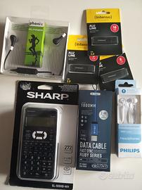 kit vario calcolatrice, cuffie,usb