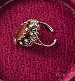 Anello vintage anni '60 con  ambra e citrini 